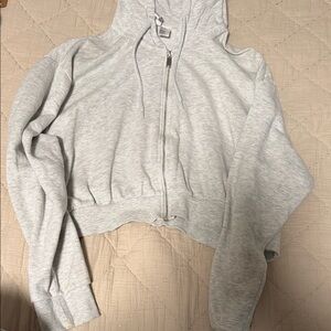 H&M Gray Crop Top Hoodie
